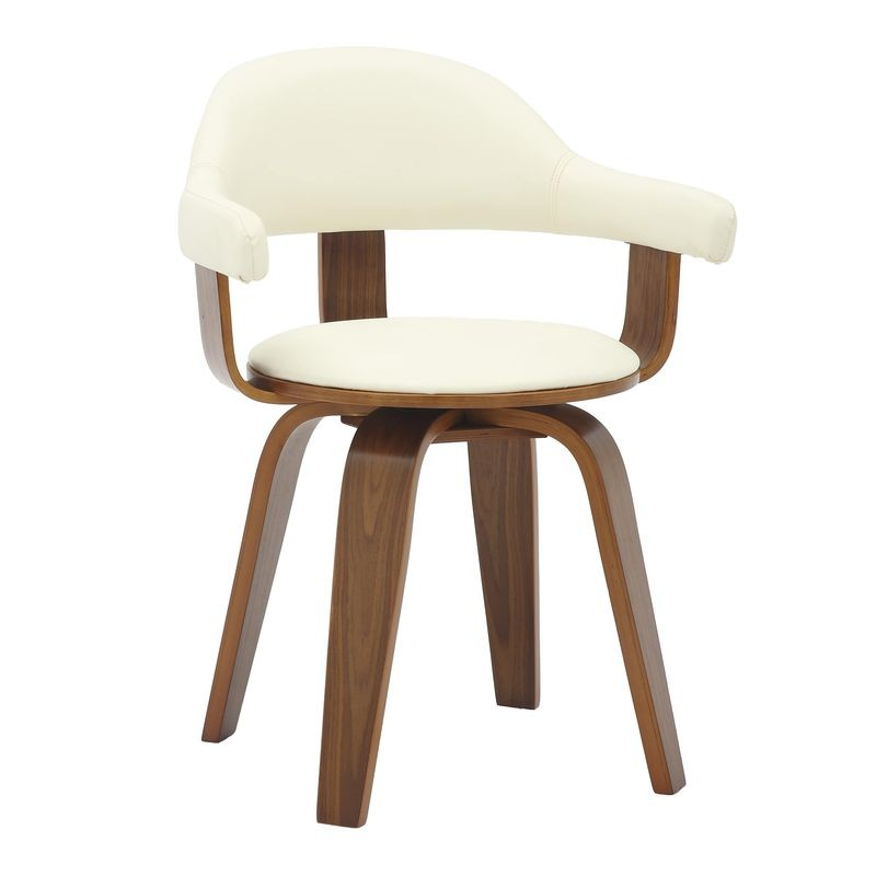 Modern Wooden Dining Chair with Walnut Color Frame in White from the Brivo Collection