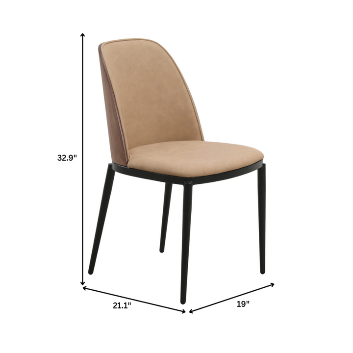 Leisuremod Tule Collection Dining Chair, Walnut Frame with Brown Leather Walnut/Brown Dimensions.