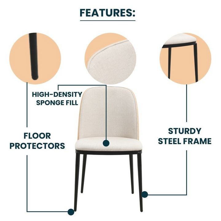 Diagram of a chair with features labeled on a white background.