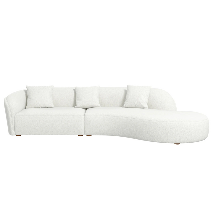 Elijah Japandi Style Curvy Sectional Sofa 133" Front View.