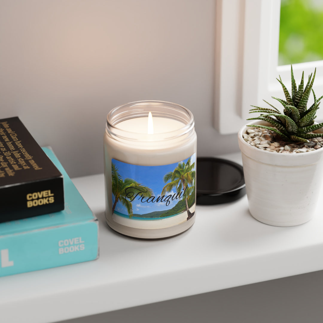 Tranquil Palm Tree Beach Scented Soy Candle, 9oz