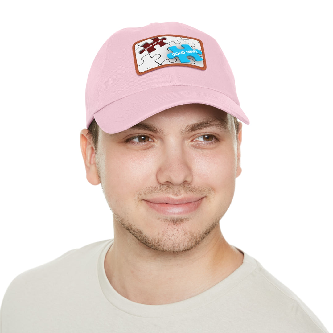 Good News Bad News Dad Hat with Leather Patch (Rectangle)