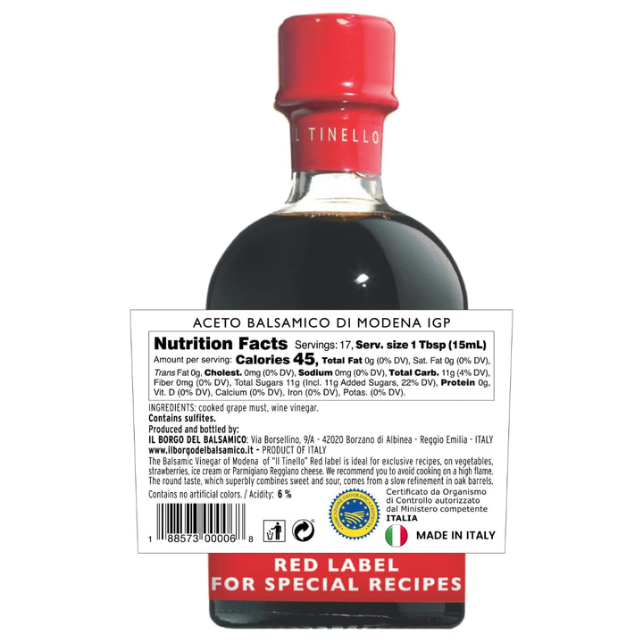 IL TINELLO, Aceto Balsamico di Modena IGP, Red Label, (8.5 fluid oz) 100ml