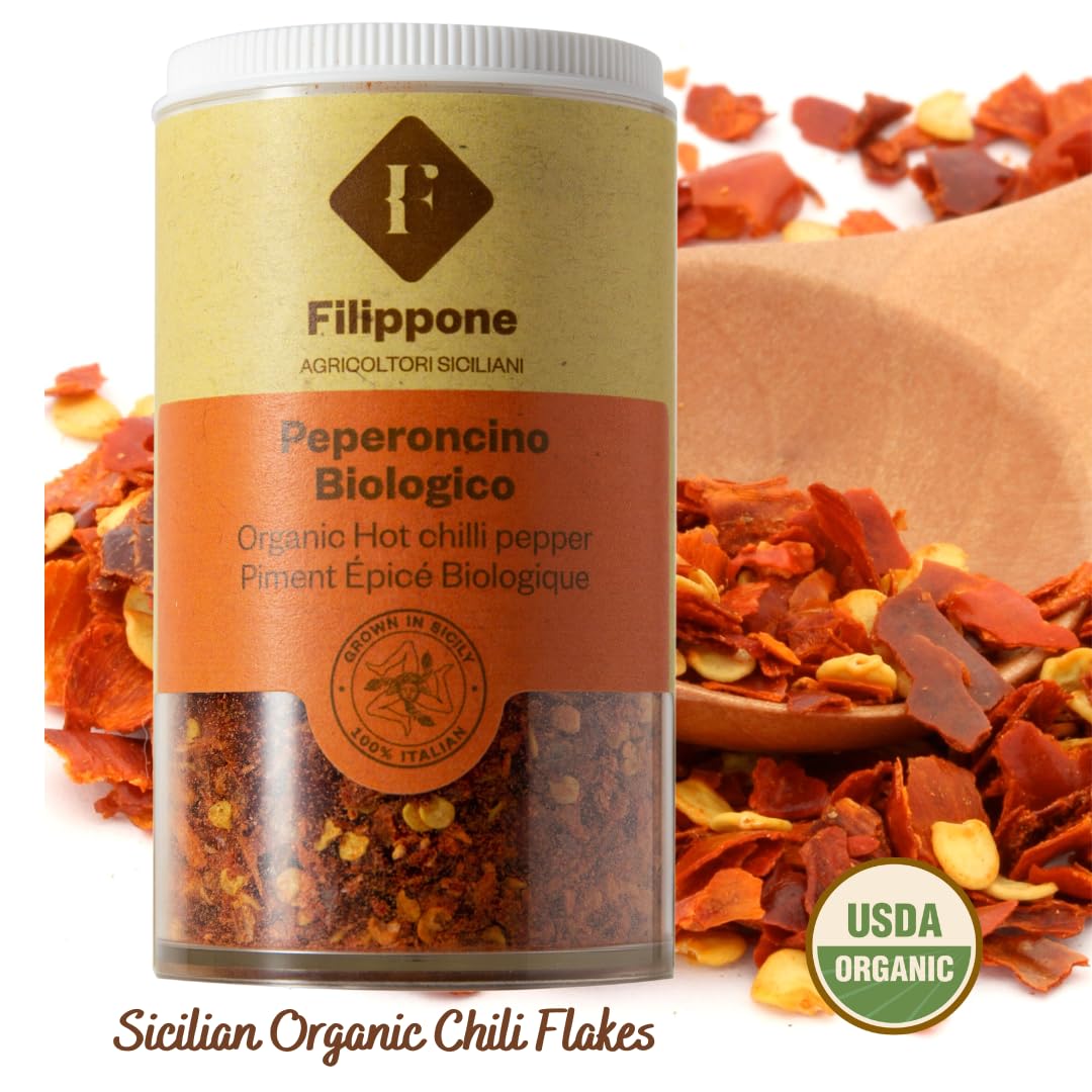 Filippone, Organic Chili Flakes, Italian Pepperoncino 0.70 oz. (20g)
