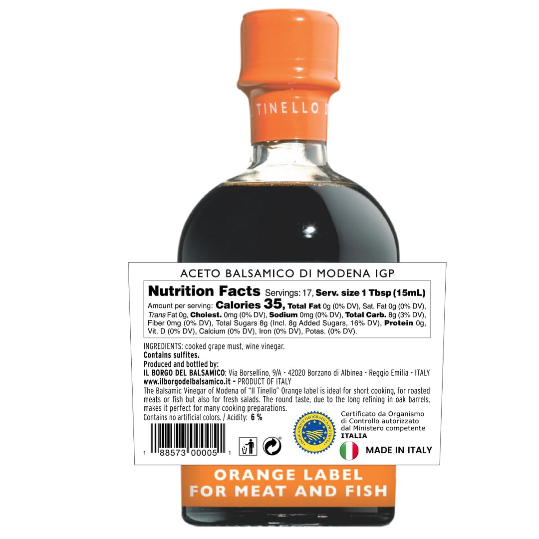 IL TINELLO, Aceto Balsamico di Modena IGP, Orange Label, (8.5 fluid oz) 250ml