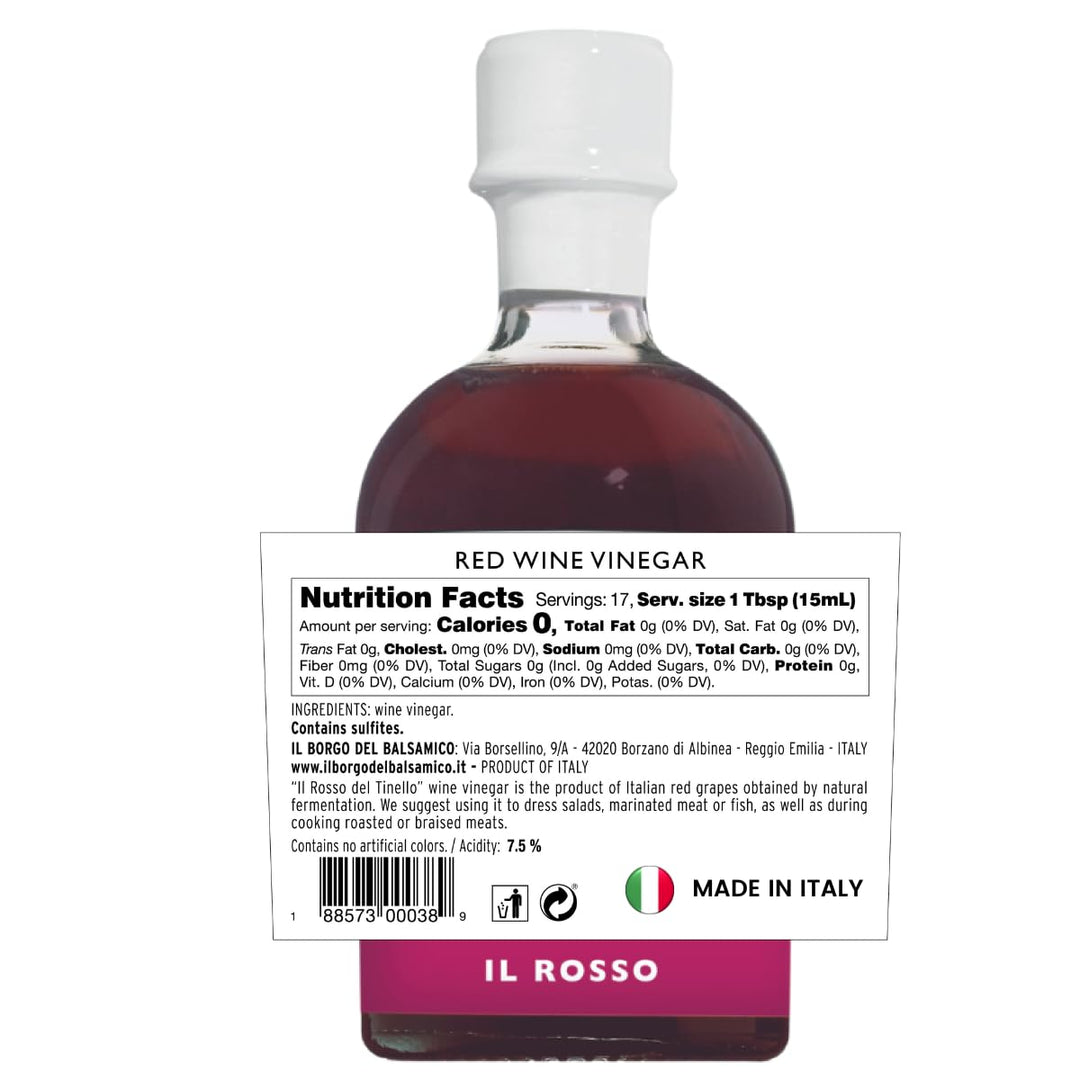 IL TINELLO, Red Wine Vinegar Aceto di Vino Rosso, (8.45 fluid oz) 250ml