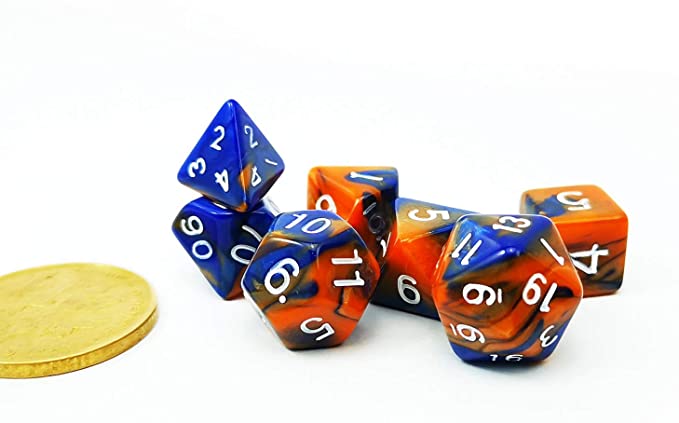 Hot Melt Mini Two Tone Polyhedral RPG Dice Set Small D4-D20 in Tube