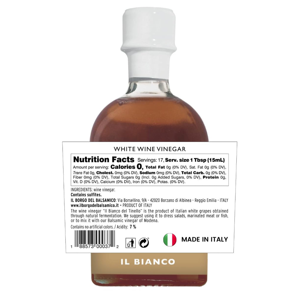 IL TINELLO, White Wine Vinegar Aceto di Vino Bianco, (8.45 fluid oz) 250ml
