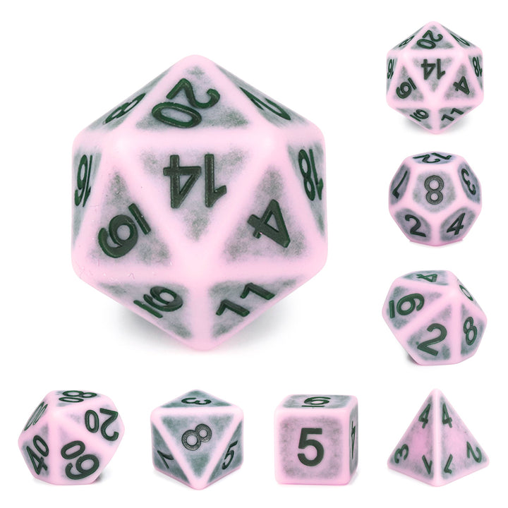 Single Notes Ancient 7-Dice Set Role Playing Dungeons and Dragons Dice (Light Pink/Purple)