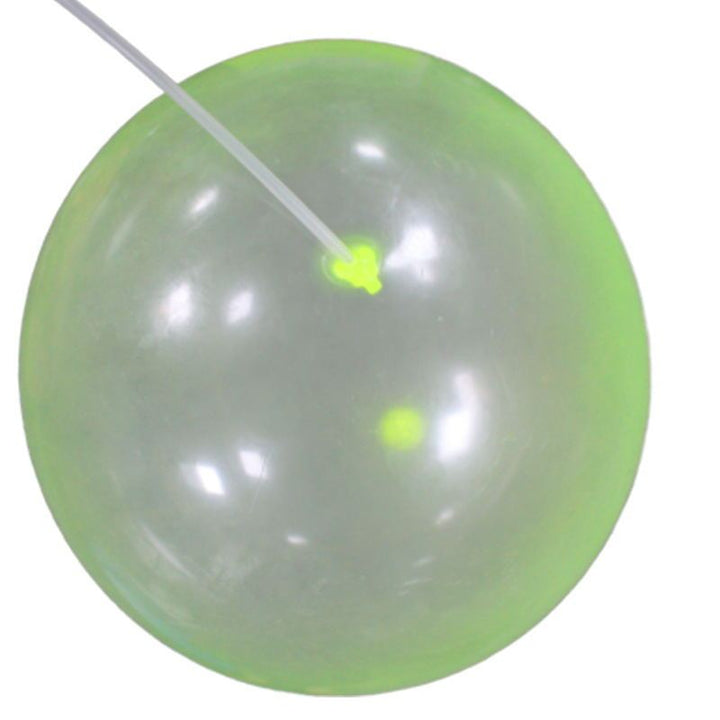 Green balloon with a string on a white background.