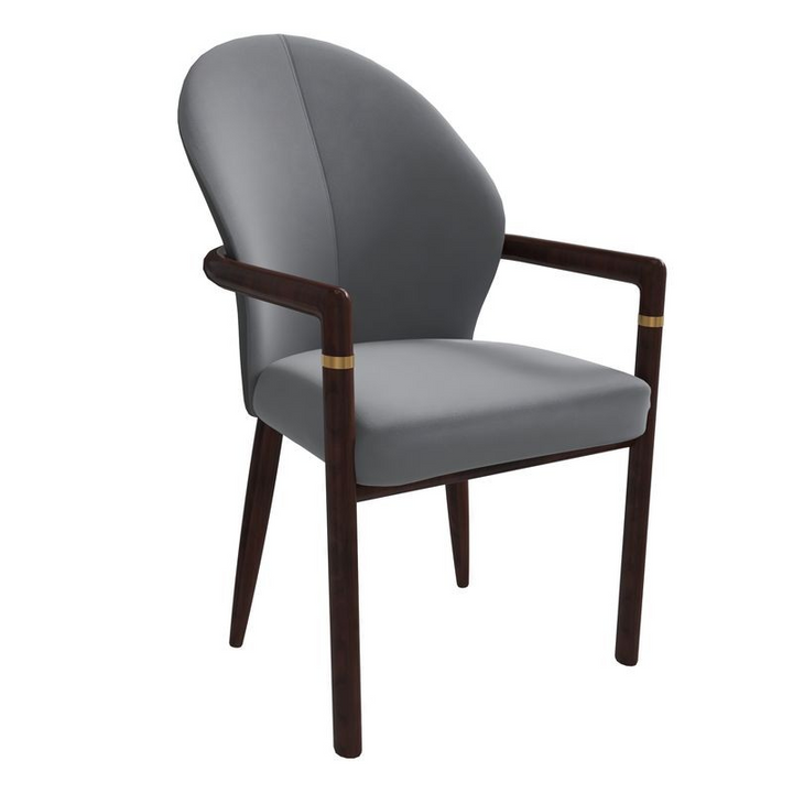 LeisureMod Opaline Series Elegant Wooden Dining Chair in Two-Tone Grey
