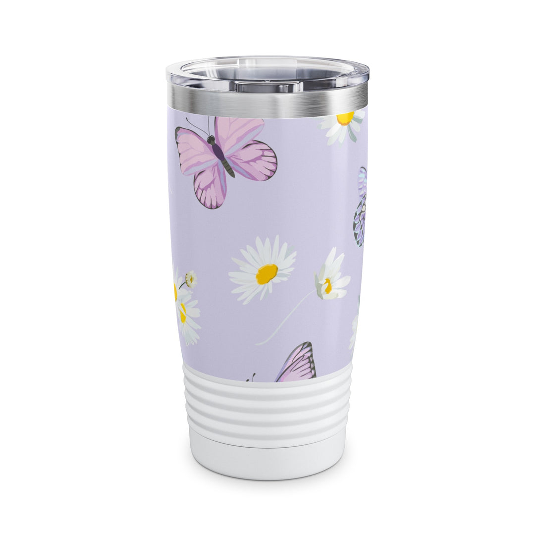 Daisy Flowers and Butterflies Ringneck Tumbler, 20oz