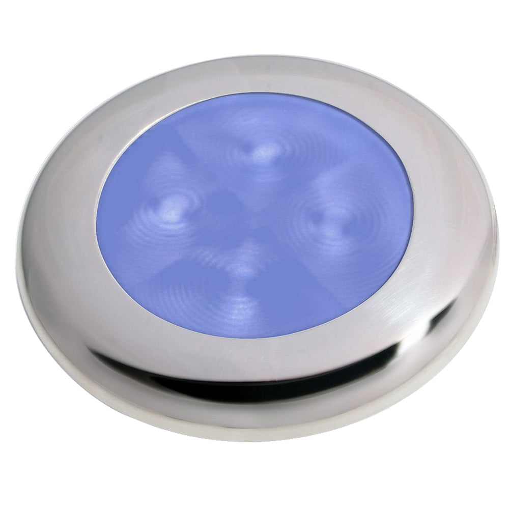 Hella Marine Slim Line LED 'Enhanced Brightness' Round Courtesy Lamp - Blue LED - Stainless Steel Bezel - 12V [980502221]