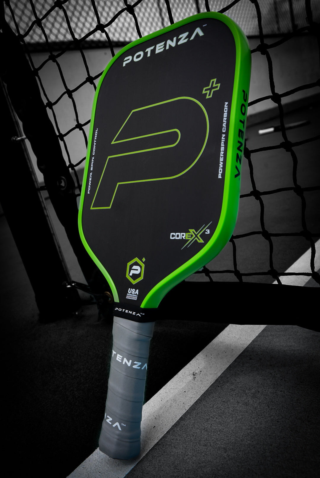 P+ PowerSpin Carbon COREx3 Pickleball Paddle (Neon Green)