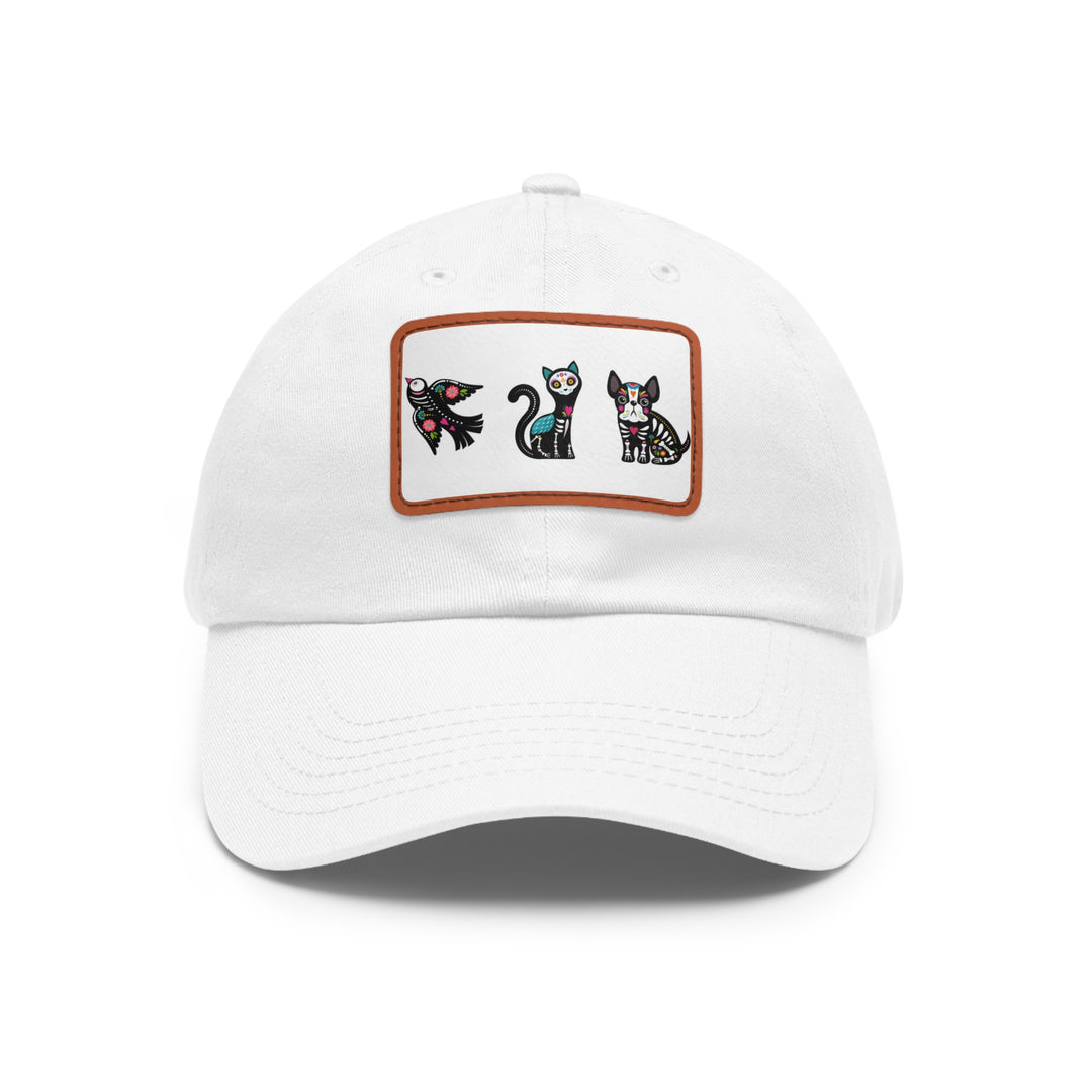 Bird Cat Dog Dad Hat with Leather Patch (Rectangle)