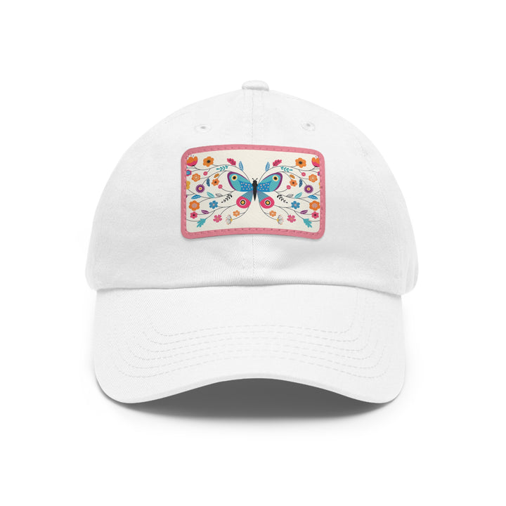 Butterfly Art Dad Hat with Leather Patch (Rectangle)