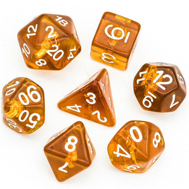 Monk (Fist) Clear Golden Dice w/ Golden Fist 7-Dice Set Rpg