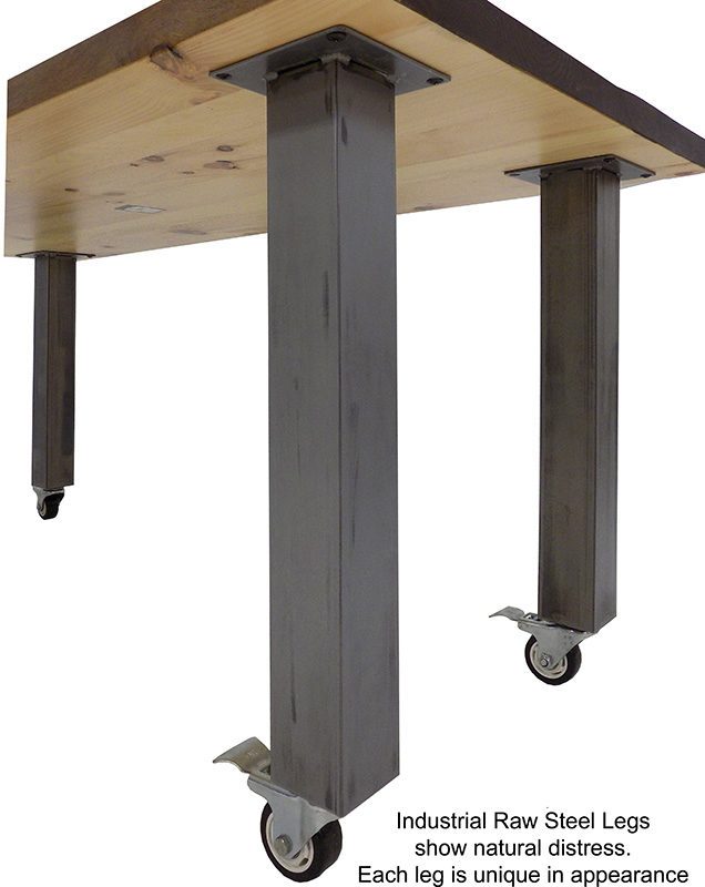 66" x 30" Solid Wood Mobile Desk / Training Table with Industrial Steel Legs Steel Legs