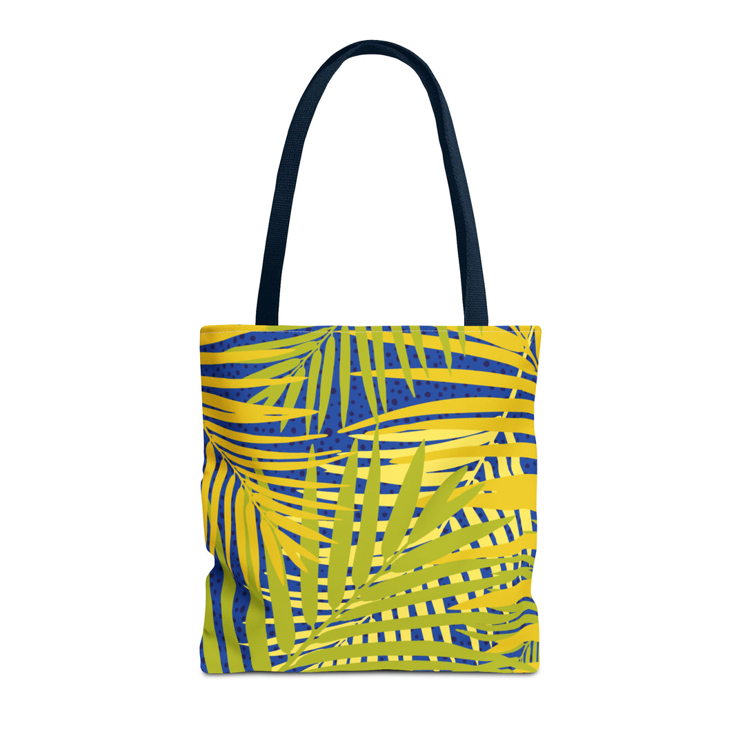 Green Leaves Pattern Over Blue Tote Bag (AOP)