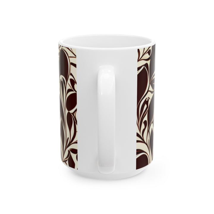 Traditional Classic Coffee Pattern Ceramic Mug, (11oz, 15oz)