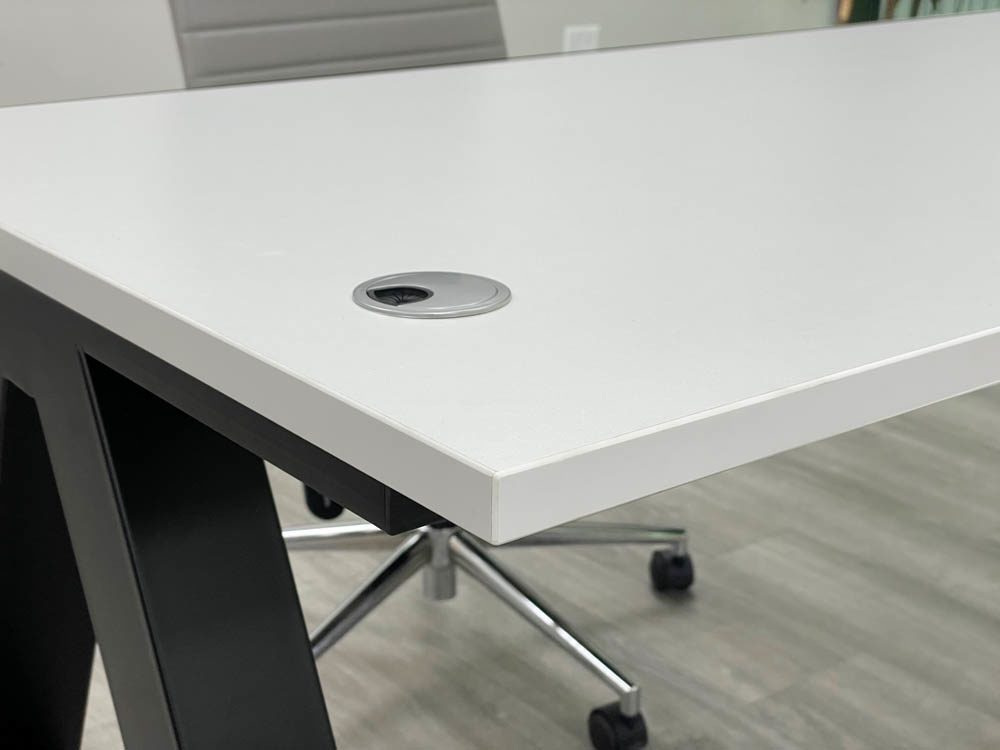 66" x 30" Office Desk with Metal A-Frame Base White Closeup