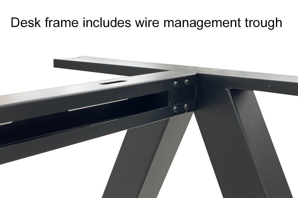 66" x 30" Office Desk with Metal A-Frame Base Wire Management Trough