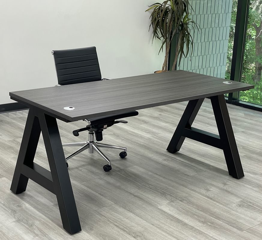 66" x 30" Office Desk with Metal A-Frame Base with Black Chair