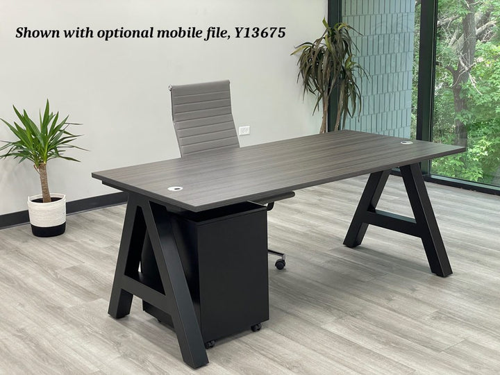 66" x 30" Office Desk with Metal A-Frame Base with Mobile File