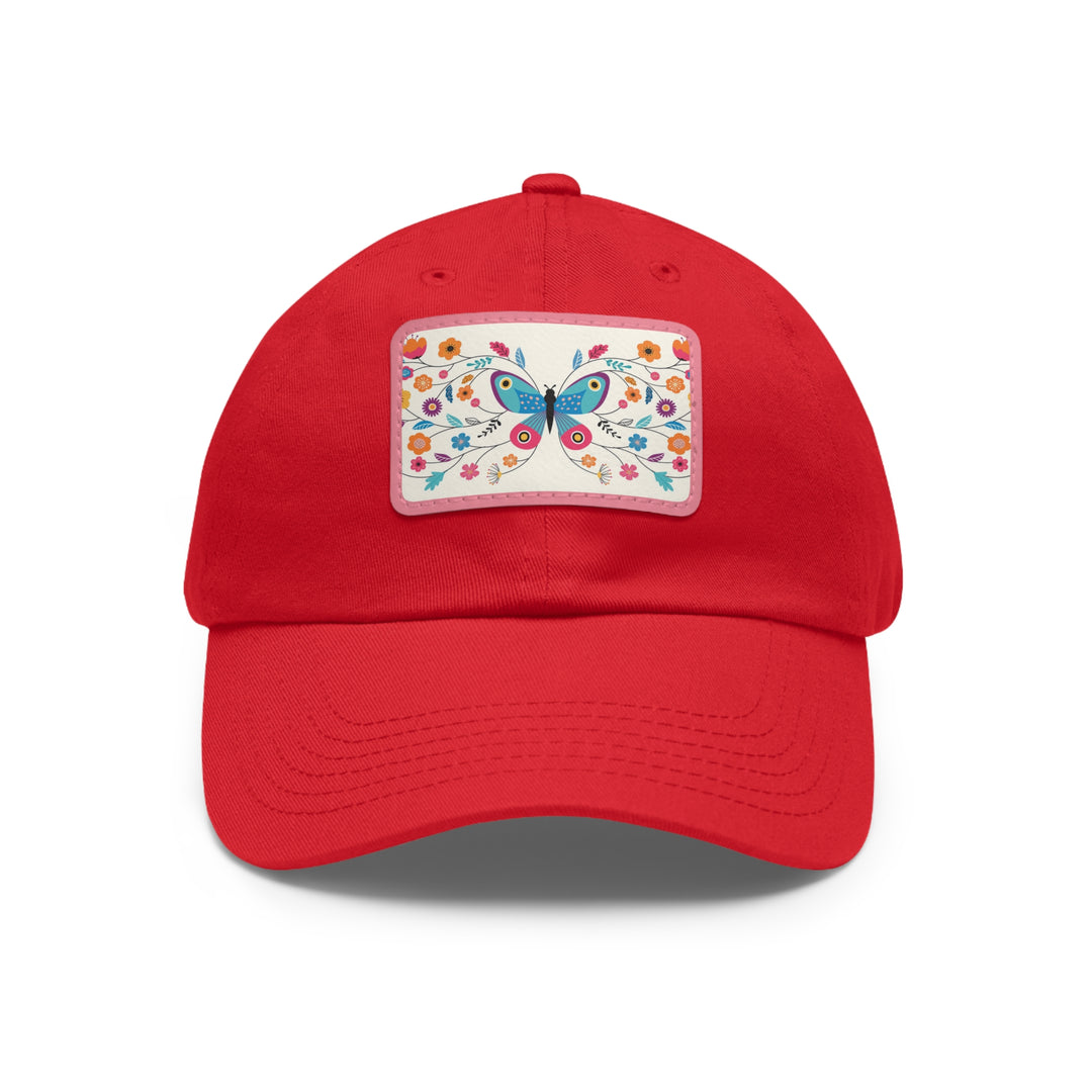 Butterfly Art Dad Hat with Leather Patch (Rectangle)