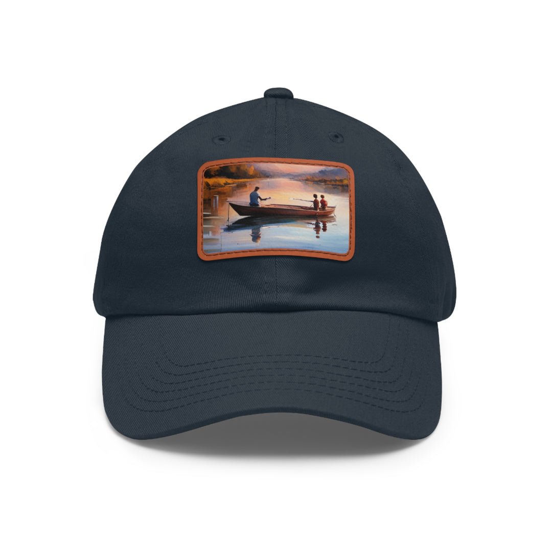 Fishing Boat Dad Hat with Leather Patch (Rectangle)