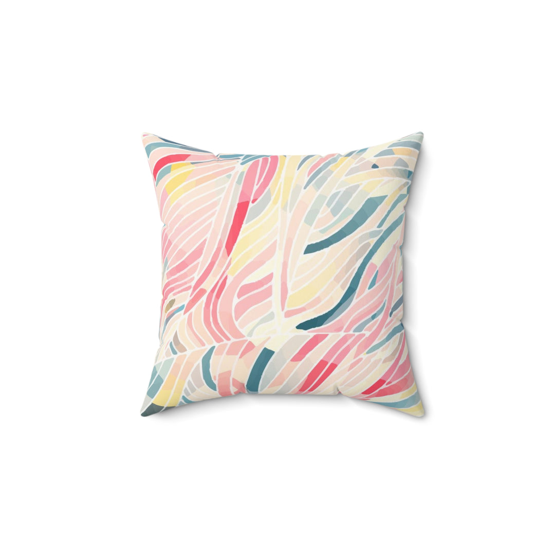 Feather Pattern Spun Polyester Square Pillow