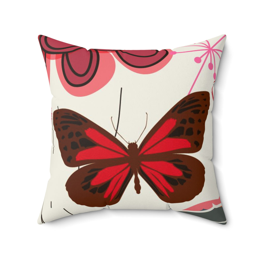 Butterfly Faux Suede Square Pillow