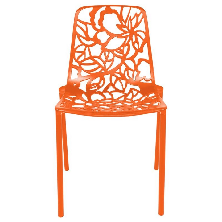 LeisureMod Modern Devon Aluminum Chair Orange Front View.