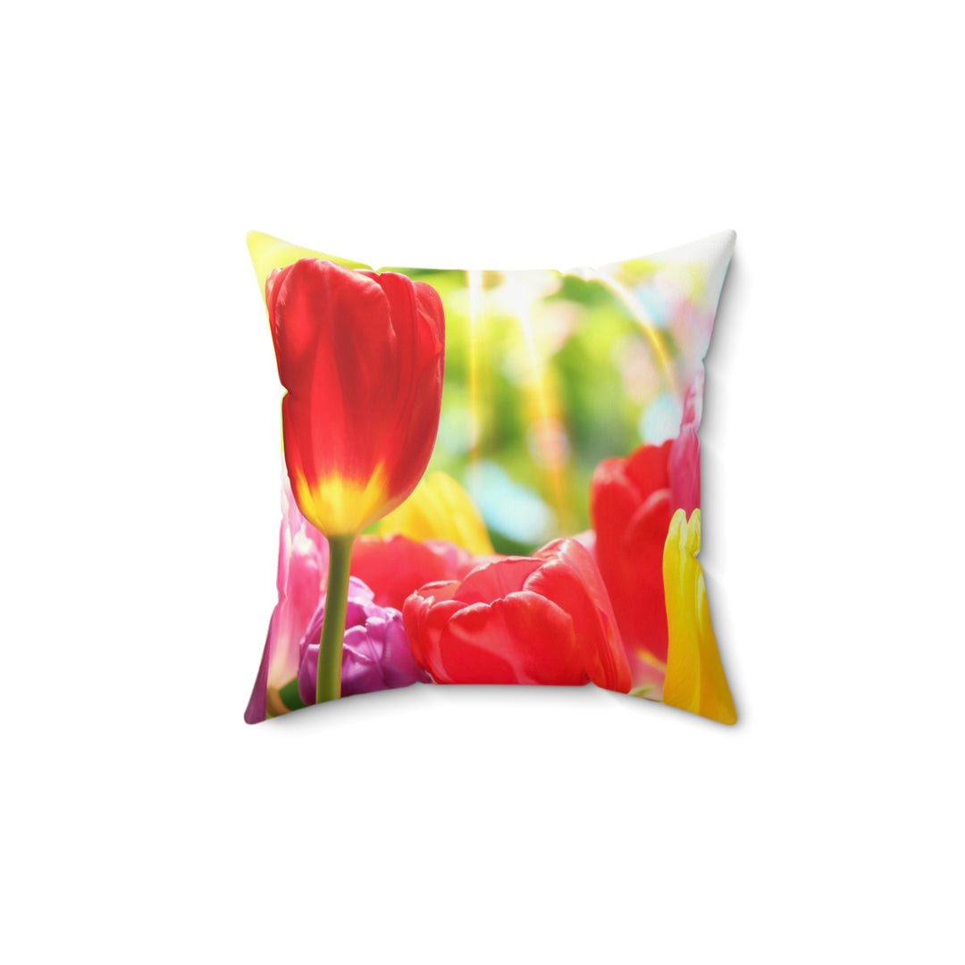 Tulips Spun Polyester Square Pillow