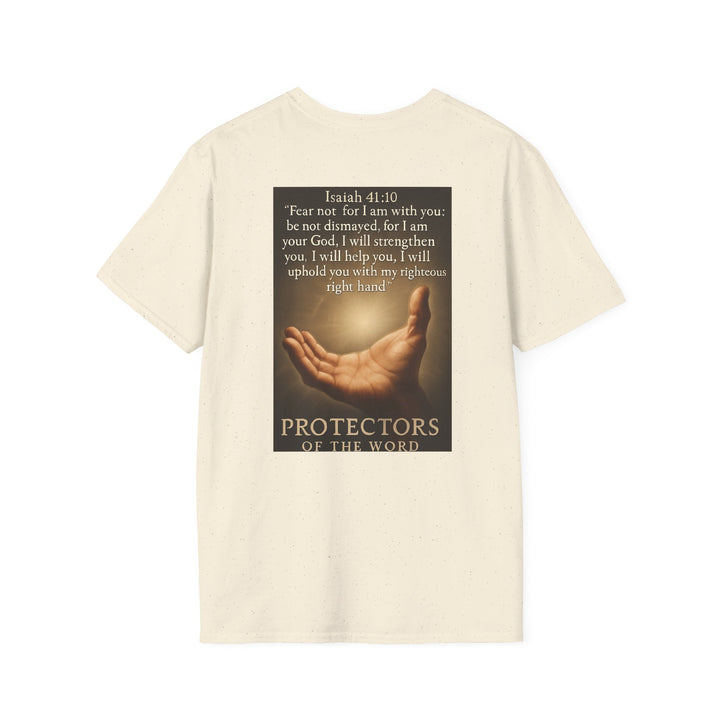 Christian Scripture T-Shirt — Matthew 18:20 and Isaiah 41:10 Faith Tee