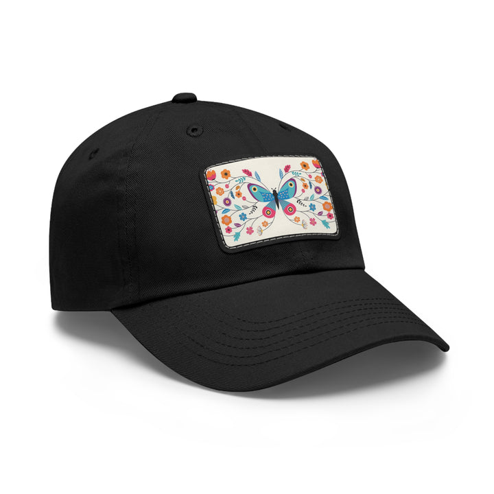 Butterfly Art Dad Hat with Leather Patch (Rectangle)