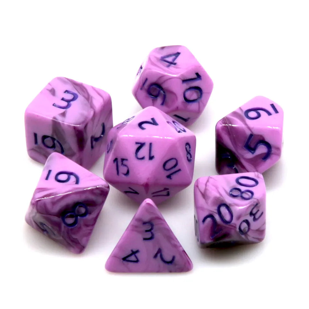 Warlock's Pain 7-Dice Set Purple & Light Purple w/Purple Numbers Dnd Dice Set