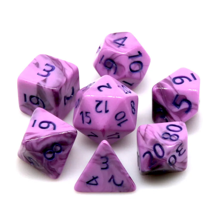 Warlock's Pain 7-Dice Set Purple & Light Purple w/Purple Numbers Dnd Dice Set