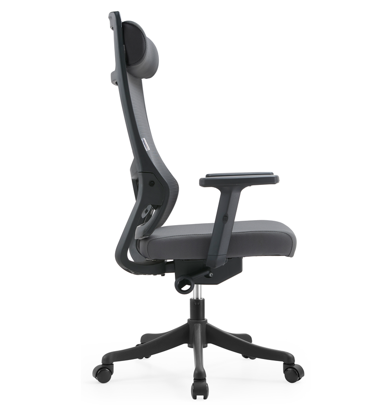 LeisureMod Office Dale Series Office Task Chair in Grey Side View.