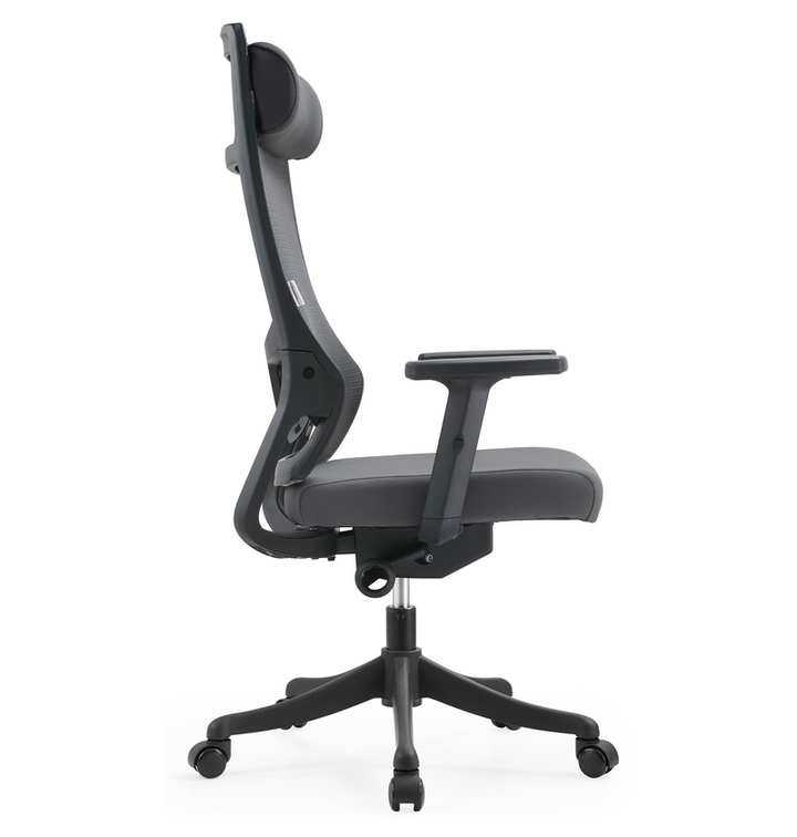 LeisureMod Office Dale Series Office Task Chair in Grey Side View.