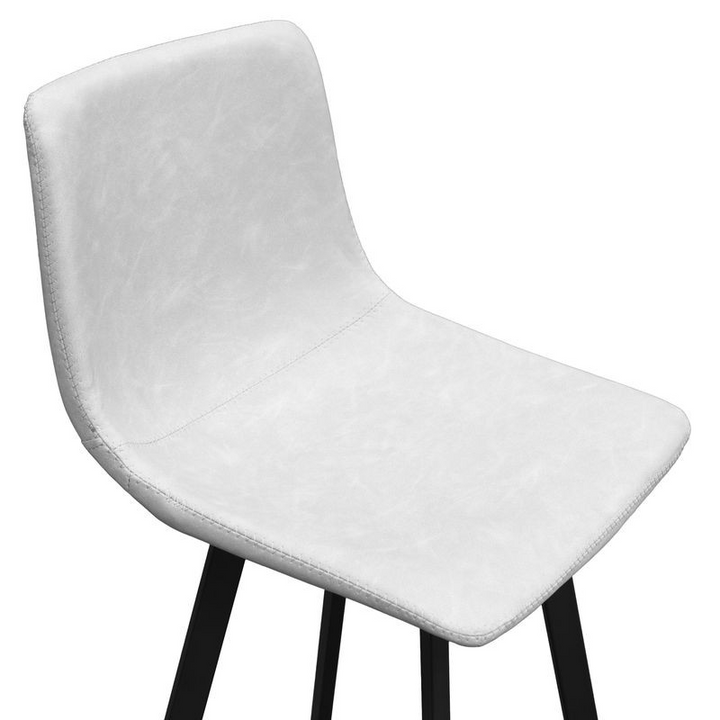 LeisureMod Elland Modern Upholstered Leather Bar Stool with Iron Legs and Footrest Closeup.