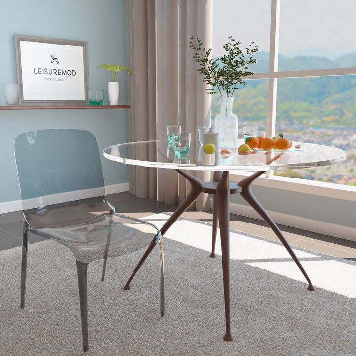 LeisureMod Murray Modern Dining Chair Black at Table.