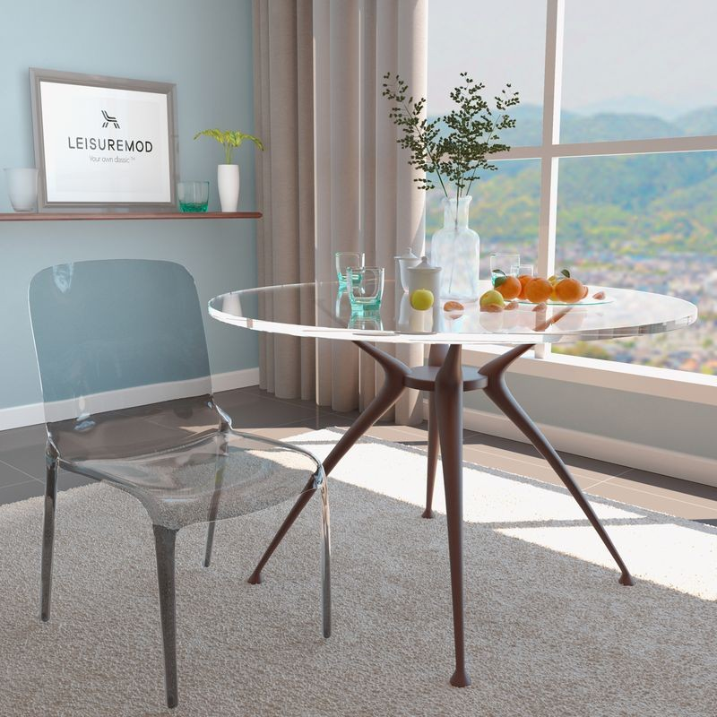 LeisureMod Murray Modern Dining Chair Black at Table.