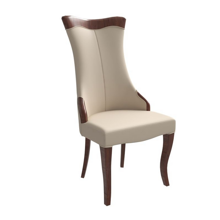 LeisureMod Novara Collection Modern Wooden Dining Chair in Light Toupe