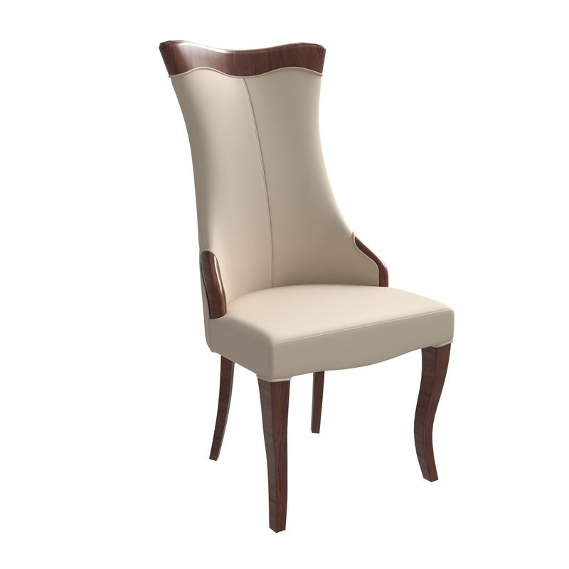 LeisureMod Novara Collection Modern Wooden Dining Chair in Light Toupe