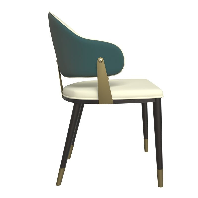 LeisureMod Aria Series Modern Dining Chair in Green Side View.