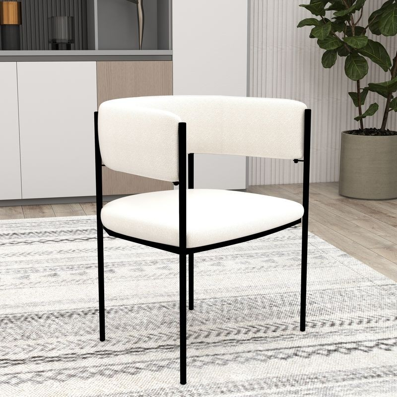 LeisureMod Cyril Collection Modern Chair in White Faux Fur with Background.