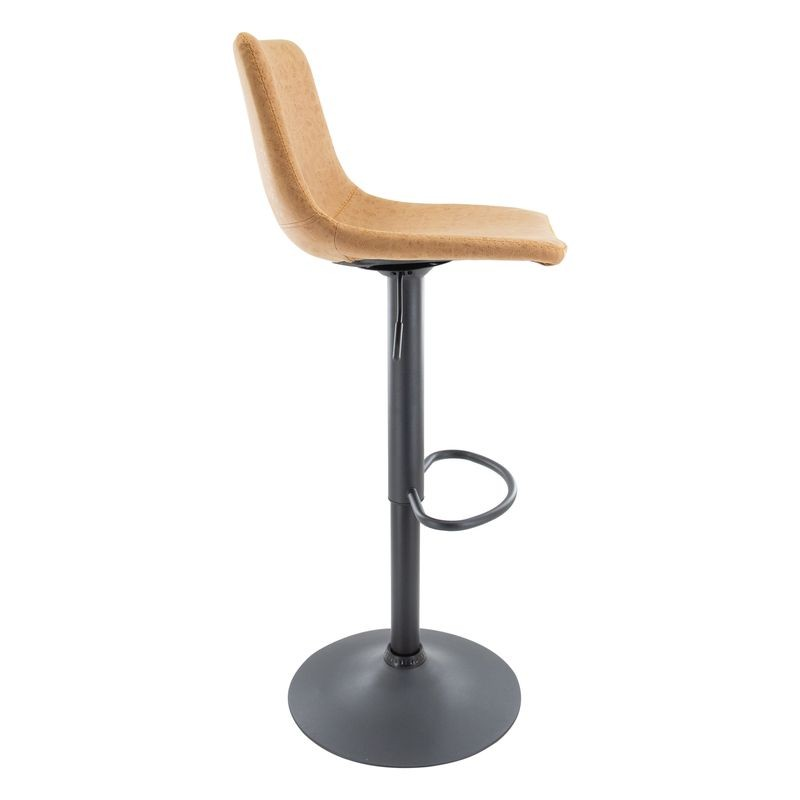 LeisureMod Tilbury Modern Adjustable Bar Stool with Footrest and 360-Degree Swivel in Light Brown Side View.
