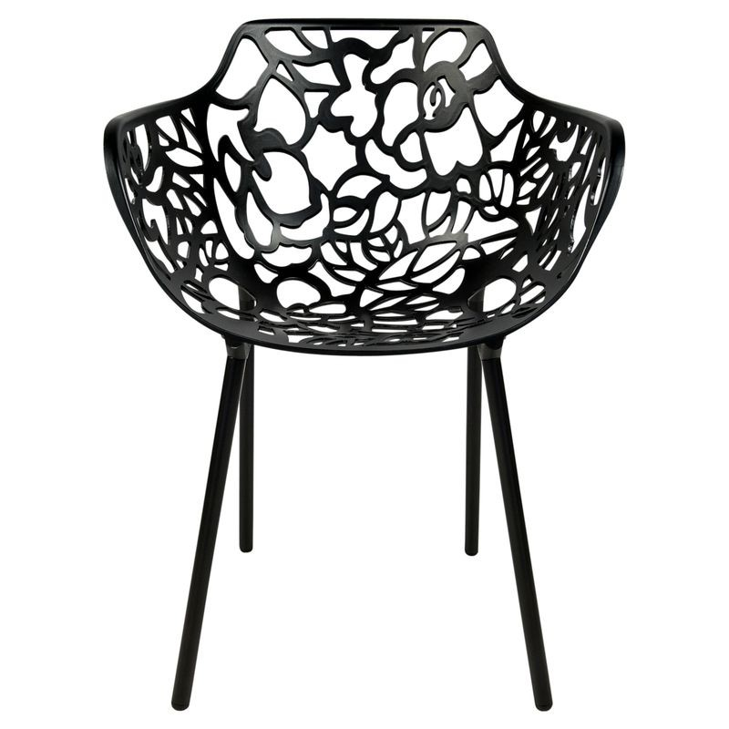 LeisureMod Modern Devon Aluminum Armchair Black Front View.