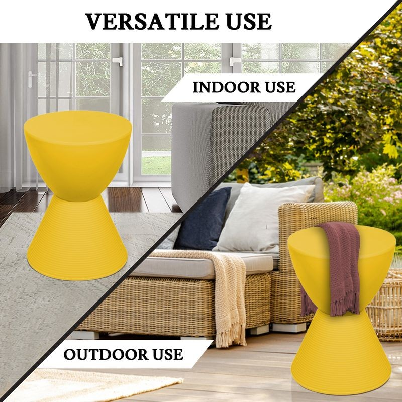 LeisureMod Modern Round Boyd Side Table Yellow Versatile Use.
